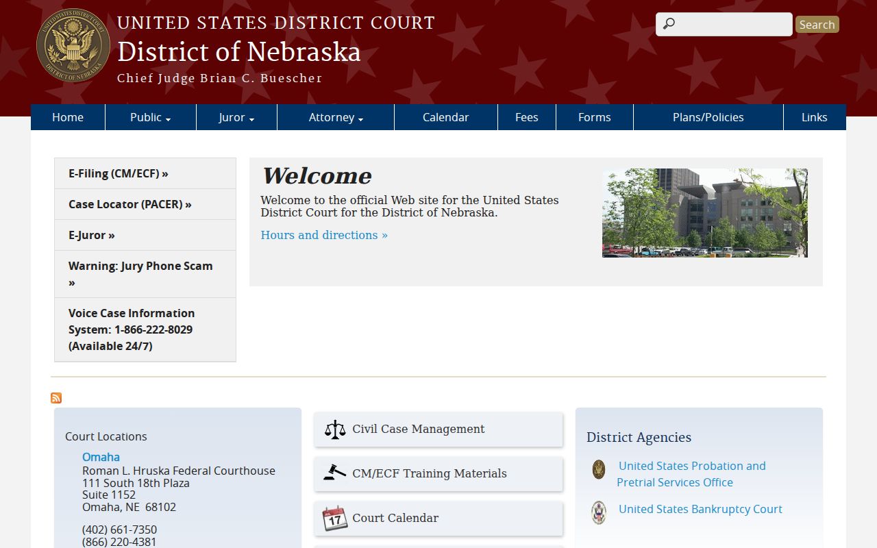 Nebraska federal criminal court records portal