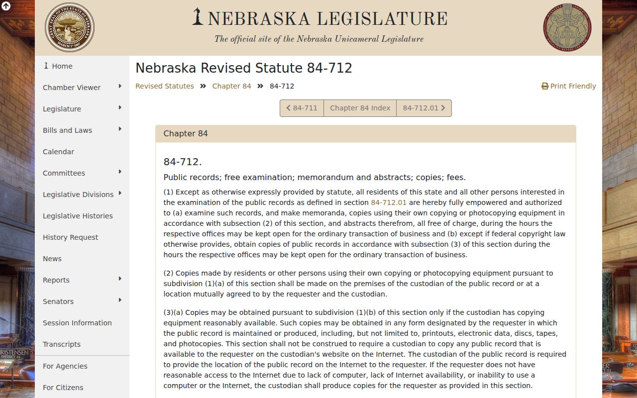 Nebraska criminal record public access statute